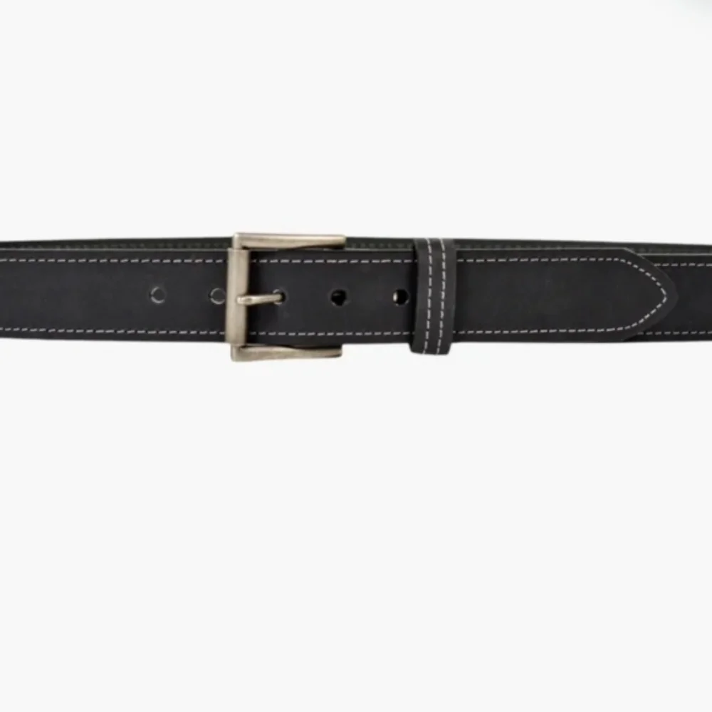 Lejon Men's Bison Leather Black Belt Made In America Sz 48 Western Cowboy Rustic